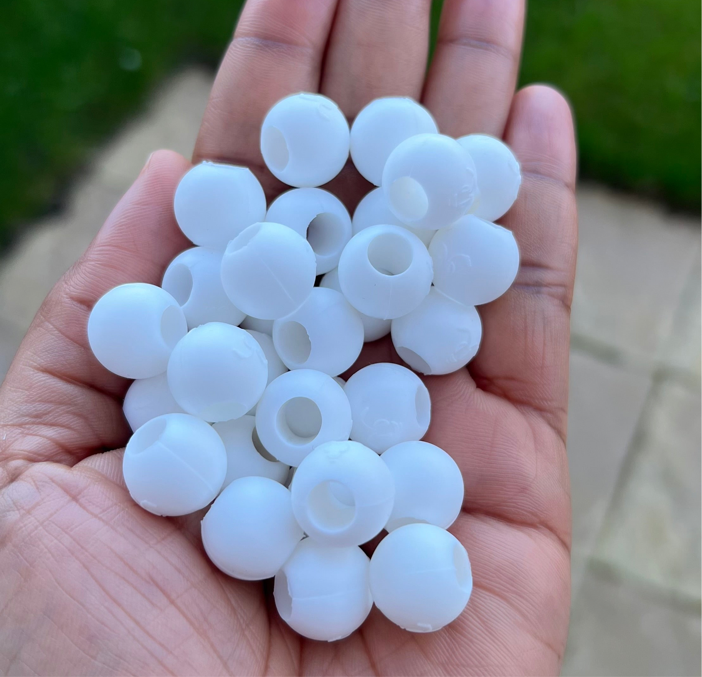 Maxi Silicone Hair Beads For Braids - Snow white