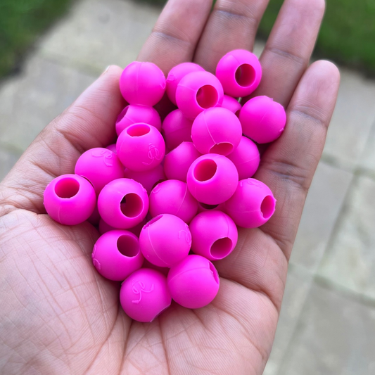 Maxi Silicone Hair Beads For Braids - Hot Pink