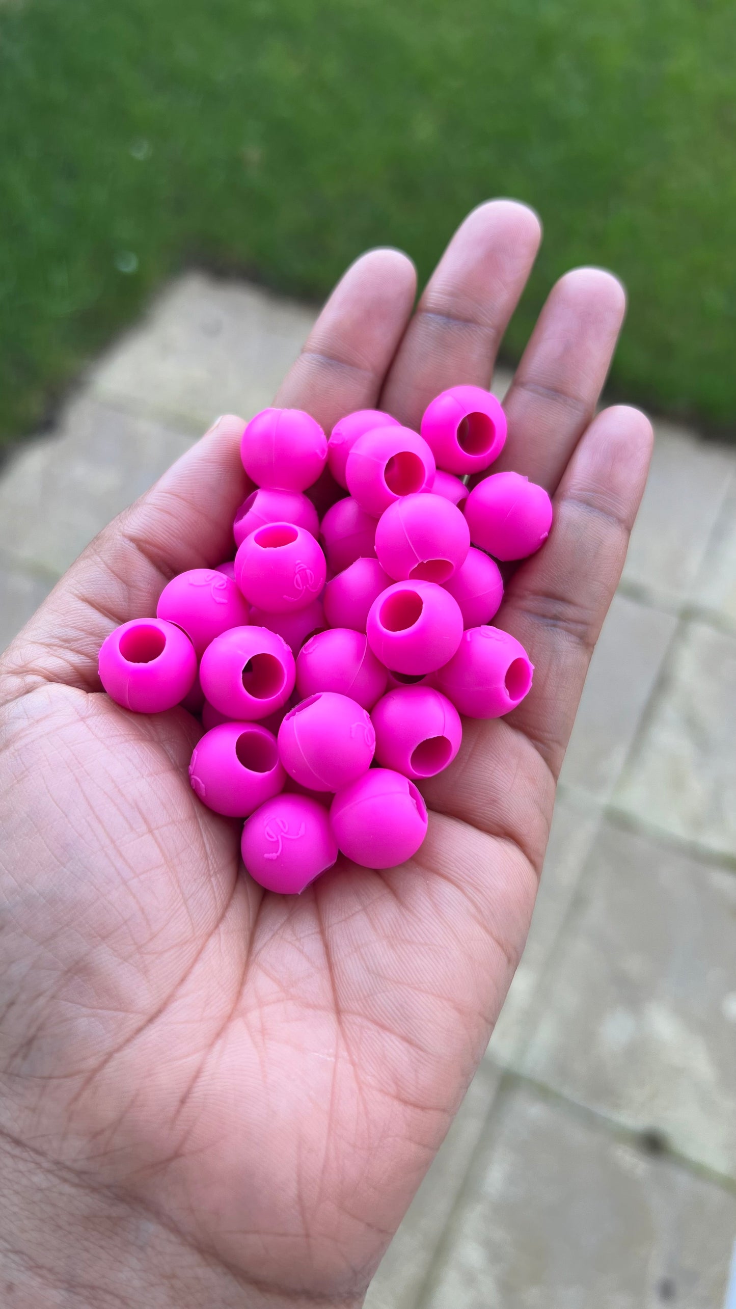 Silicone Hair Beads For Braids - Hot Pink