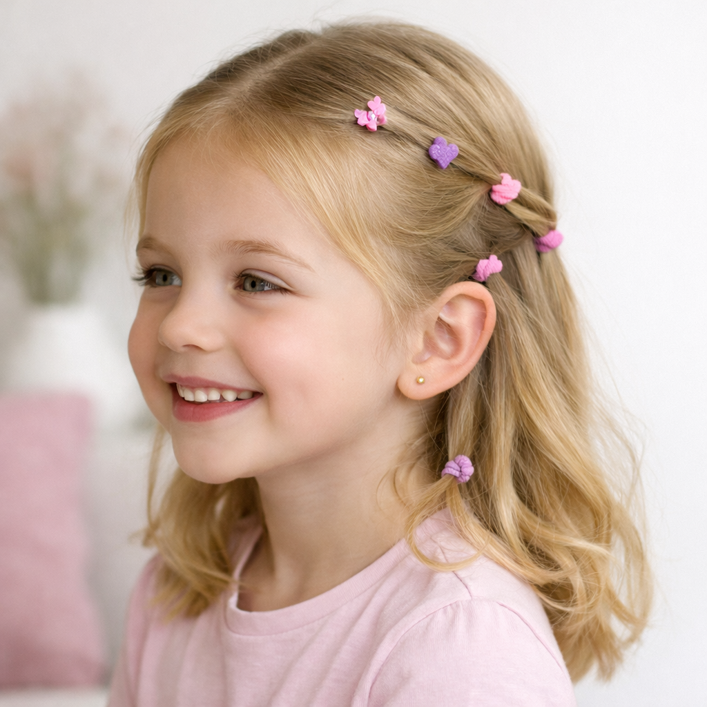 Honey Beedzz Girls Hair Accessories Set – 100+ PCS Colourful Mini Hair Ties & Claw Clips in a Storage Box for Kids & Toddlers